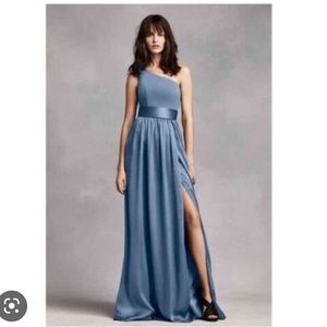 White by Vera Wang Charmeuse One Shoulder Bridesmaid Dress